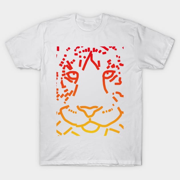 Red Tiger Face T-Shirt by ellenhenryart